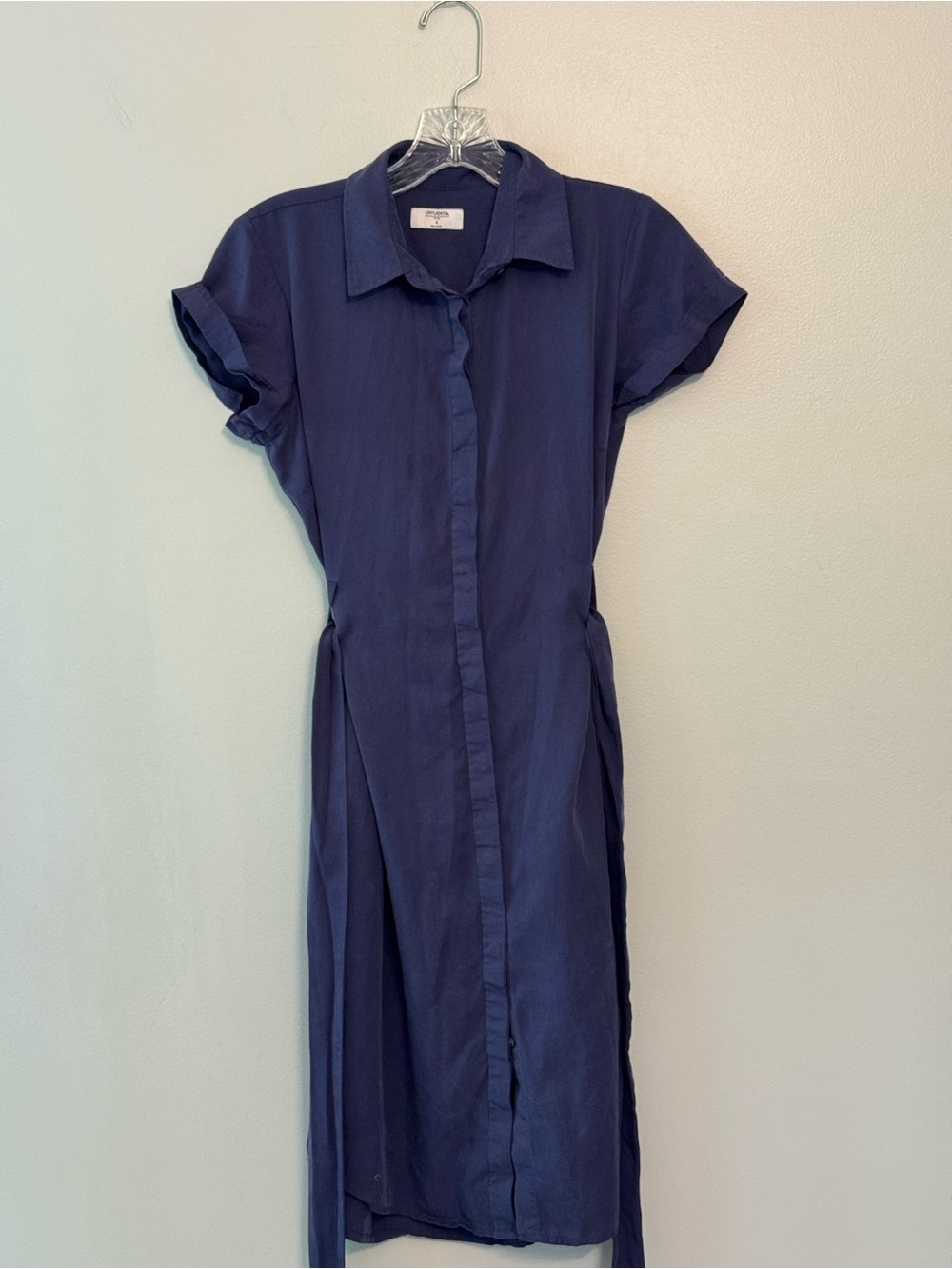 UNTUCKit Navy Button-Front Midi Shirt Dress
